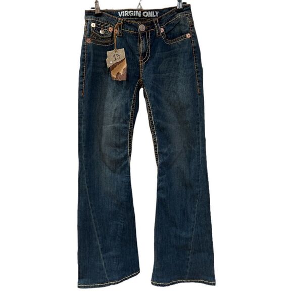NWT Y2K Virgin Only Flare Dark Wash Denim - Picture 1 of 5